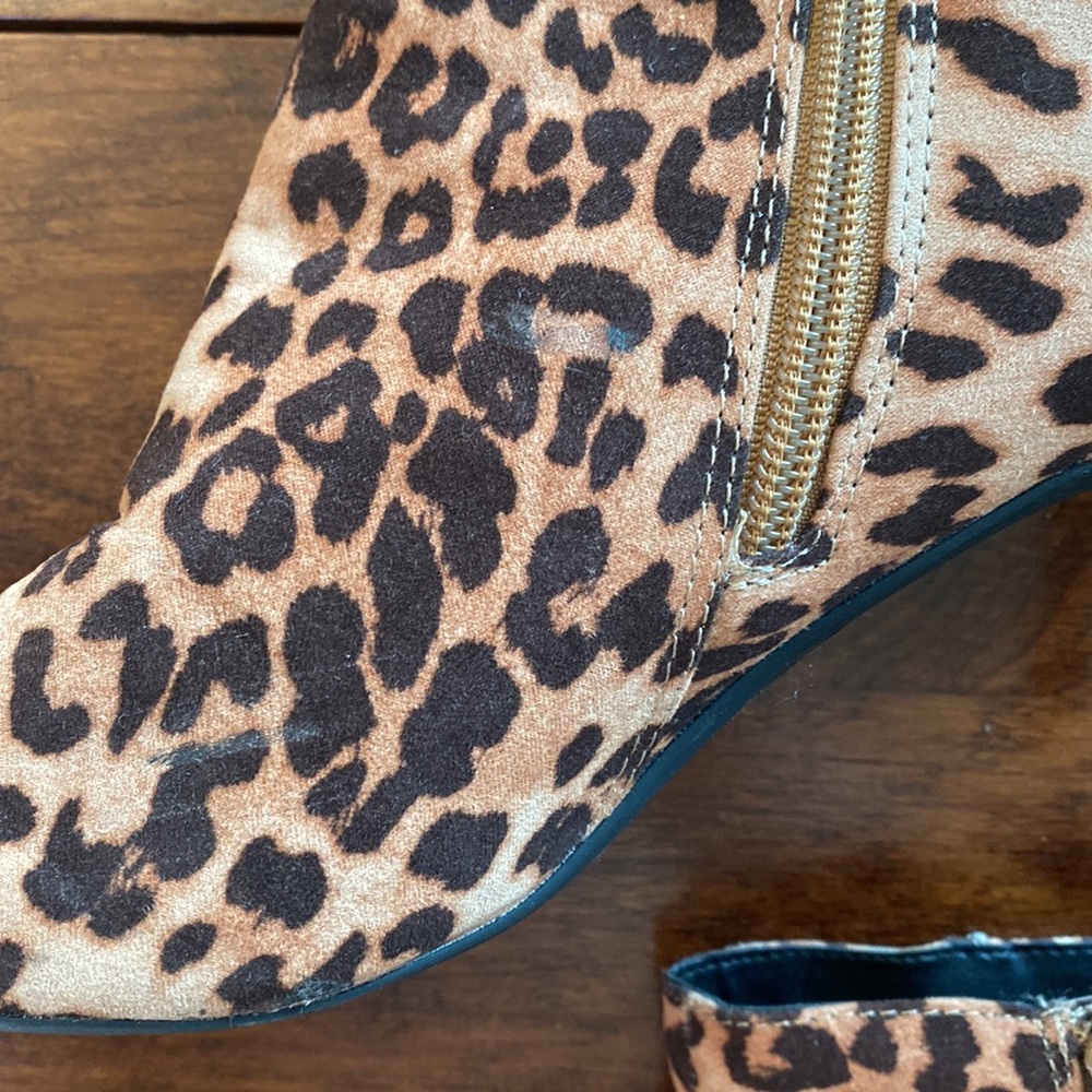 Express Leopard Print Thin Heeled Booties - 7 - image 5